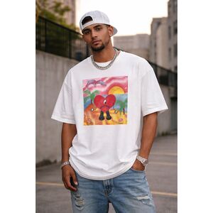 Bad Bunny White Pop Star T Shirt Tee Top  Mens Size XL